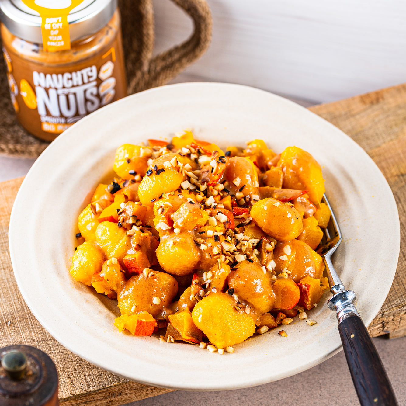 Kürbisgnocchi mit Mandelsauce 