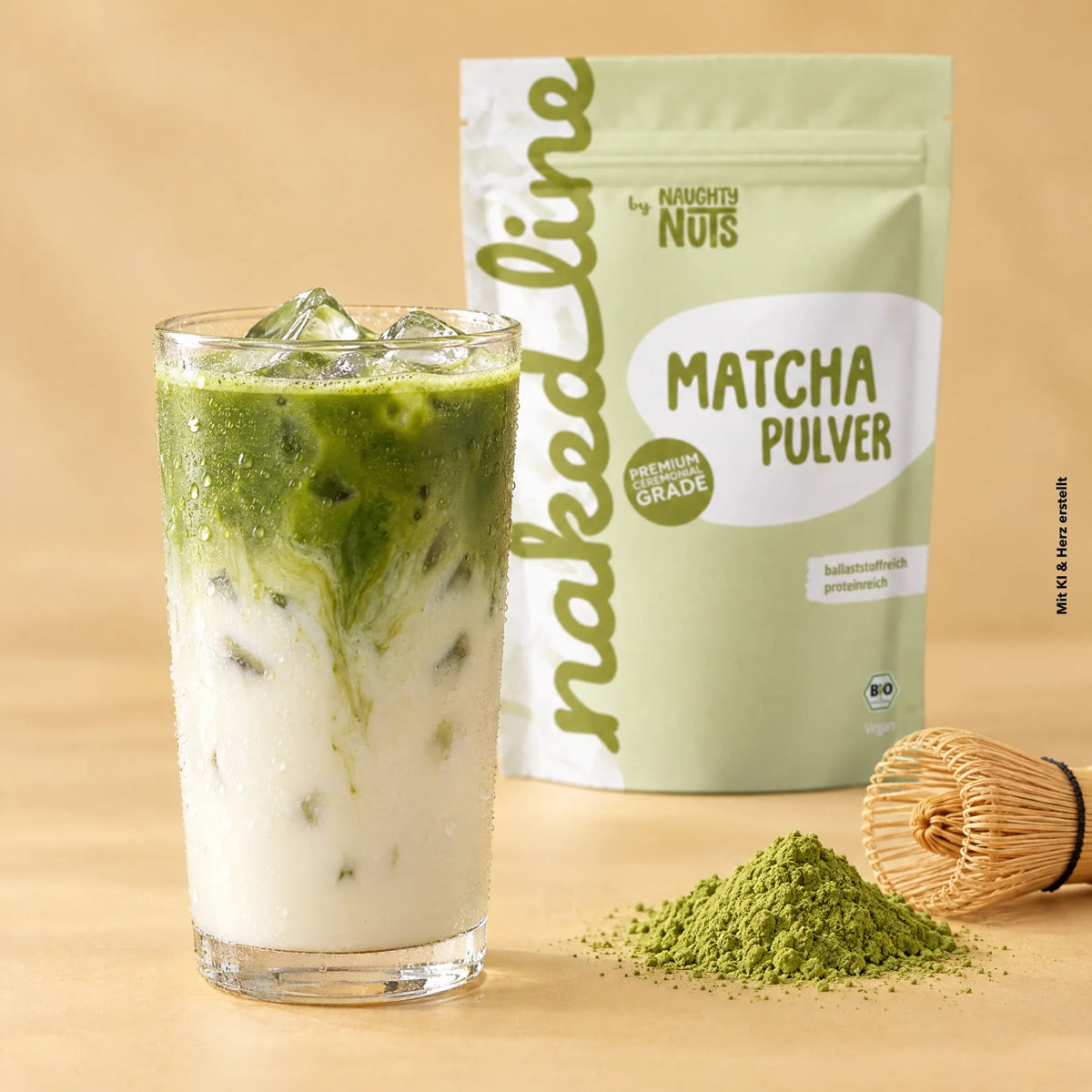Matcha Latte mit Matcha Pulver aus dem Daily Ritual Bundle.