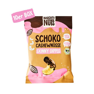 Naughty Nuts Nüsse mit Schokoladenüberzug Bio Schoko-Cashews (skinny dipped) - 10er Box